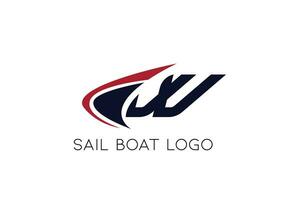 Modern W sail boat logo vector