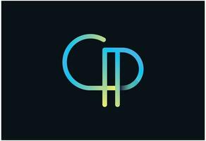 Gradient initial template logo minimalist letter CP vector