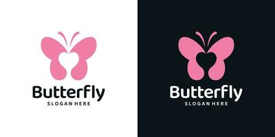 Butterfly logo design template with heart love design graphic vector illustration. Symbol, icon, creative.