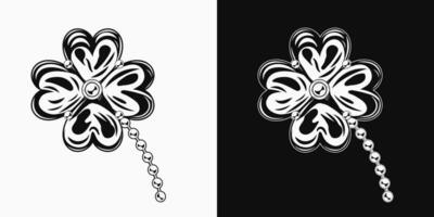 Lucky shamrock with 4 four leaves. vector