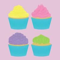 Cupcake collection flat illustration vector