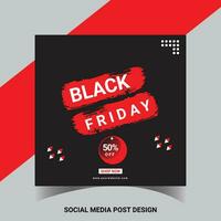 Black Friday Sale Social Media Post Banner Template. Super discount sale square flyer template. Modern and editable. Free Vector