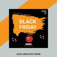 Black Friday Sale Social Media Post Banner Template. Super discount sale square flyer template. Modern and editable. Free Vector