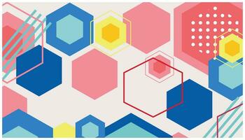 Abstract colorful geometric background with hexagons and dots. Colorful vector illustration for your design. Can be used for advertising, presentation, backdrop and banner template