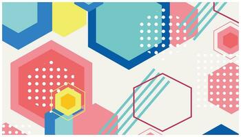 Abstract colorful geometric background with hexagons and dots. Colorful vector illustration for your design. Can be used for advertising, presentation, backdrop and banner template