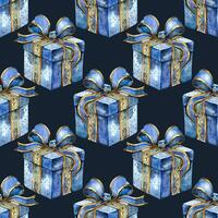 Seamless watercolor pattern of christmas gift box, Seamless pattern. Christmas watercolor presents. photo