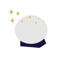 Magic crystal ball for fortune telling with decorative stars. Mystical accessory for divination vector