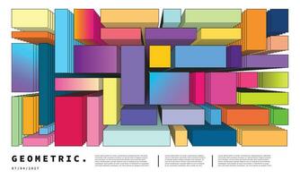 rectangular isométrica formas póster diseño. resumen geométrico capa antecedentes. vistoso polígono fondo diseño. contemporáneo bandera modelo. resumen cuadrado fondo gráfico elemento. vector