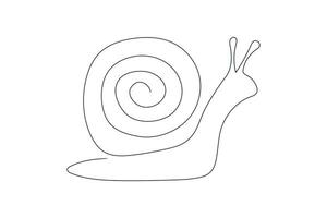 Isolated drawing of a cute crawling snail. Tiny small simple slow snail outline icon logo symbol doodle sketch, vector