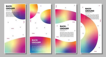 Abstract and colorful fluid shape background set. Organic shapes backdrop design. Simple poster or banner design with vibrant color gradient. vector
