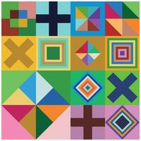 abstract background with squares, rectangles, rhombus and crosses. Vector illustration. Design elements with basic geometric shapes in full color. Simple and flat for various needs