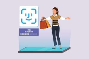 Face recognition, voice authentication and retina scanning. Biometric authentication concept. Colored flat vector illustration isolated.