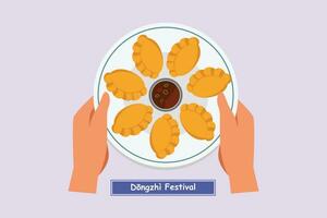 Dongzhi festival concept. Colored flat vector illustration isolated.