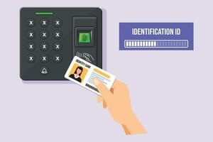 Face recognition, voice authentication and retina scanning. Biometric authentication concept. Colored flat vector illustration isolated.