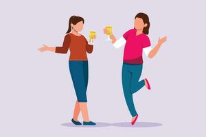 Happy people clinking glasses and drinking at celebratory party. Friends concept. Colored flat vector illustration isolated.