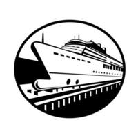 Ship Merchant Vessel on Dry Dock Inside Oval Retro vector