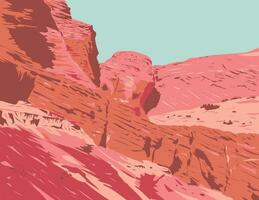 Back of Upper Antelope Canyon in Lechee Arizona WPA Poster Art vector