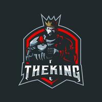 King holding a sword inside a frame for logo team sport and esport gaming vector
