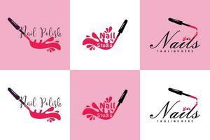 collection of nail beauty salon logo with creative concept premium vector
