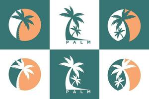 set of resort beach logo design vector with icon palm creative concept