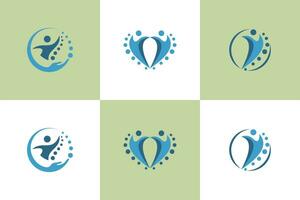 collection of chiropractic logo design with spine concept vector