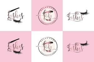 collection of Eyelash logo design for lashes beauty salon with unique concept premium vector