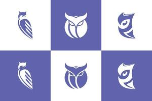 set of owl head logo design with creative concept vector