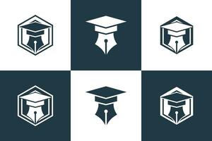 set of education logo template with  pen creative concept vector
