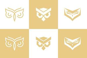 set of owl head logo design with creative concept vector