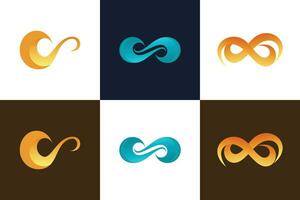 set of infinity logo design with modern concept premium vector