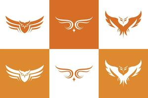 set of owl head logo design with creative concept vector