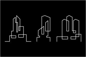 Continuous line minimalist geometric logo set of construction and real estate company vector