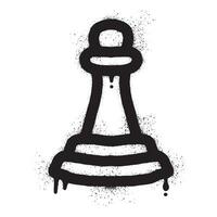 Chess pawn graffiti with black spray paint vector