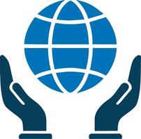 hands holding a globe icon vector