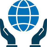 hands holding a globe icon vector