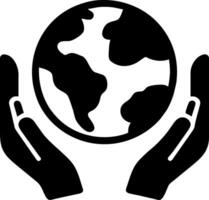 hands holding a globe icon vector