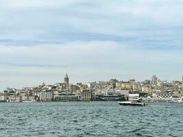 View of the European part of Istanbul, the hill of the Galata district. photo