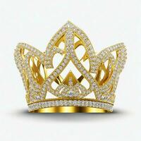 AI generated Golden crown with diamond icon white background ai generated photo