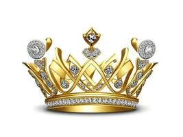 AI generated Golden crown with diamond icon white background ai generated photo