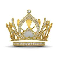 AI generated Golden crown with diamond icon white background ai generated photo