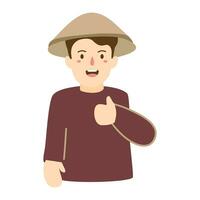 man farmer thumbs up hand signal smart farmer vector