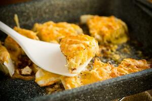 cabbage in batter baked with cheese in the form photo