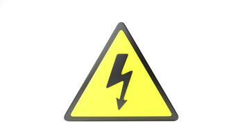 Realistic yellow black triangle warning sign Caution signs high voltage. front view, 3d rendering, illustration. photo