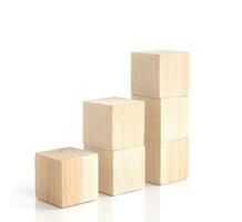 Business concept growth success process, statistics graph. Wooden blocks stacking as an arrow up averages as a growth graph chart on white background. photo