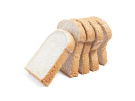 Wheat bread slide on a white background photo