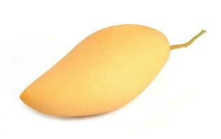 Golden yellow ripe mango isolated on white. photo