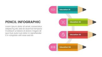 lápiz educación infografía 4 4 punto etapa modelo con lápiz en circulo forma para diapositiva presentación vector