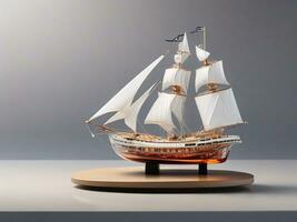 AI generated Futuristic Miniature Sailing Ship Boat Yacht Model Design photo