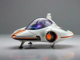 AI generated Futuristic Miniature Flying Car, Spaceship, air taxi Model Design photo
