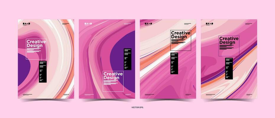 three vertical banners with abstract swirls